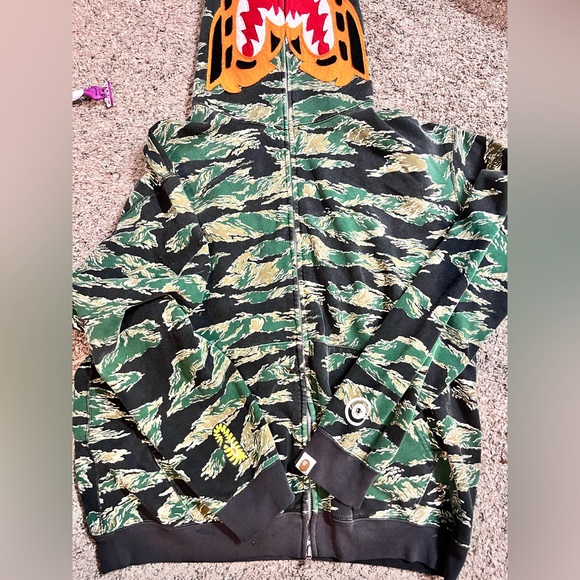 Bape Green Camo Zip Up Sweater - Picture 1 of 13